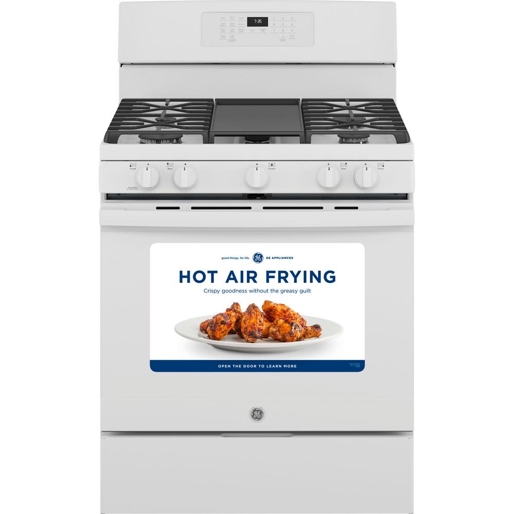 GE®JGB735DPWW White 30" FreeStanding Gas Convection Range with No