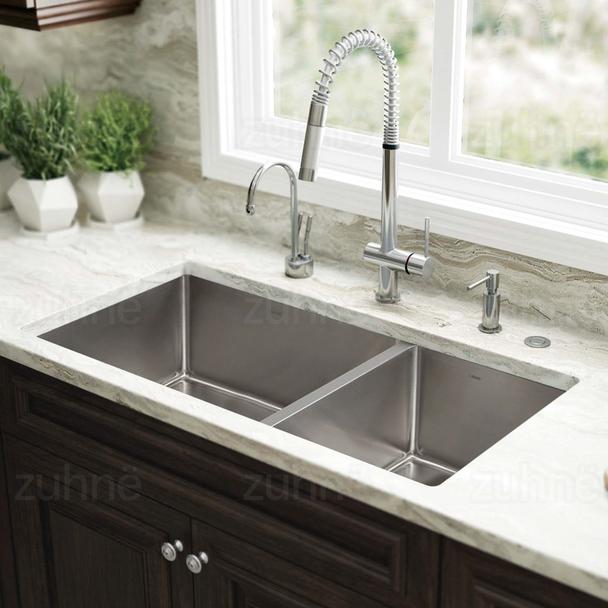 Zuhne Roma 32 Ss Undermount Double Bowl, Zuhne Stainless Steel Farmhouse Kitchen Sink
